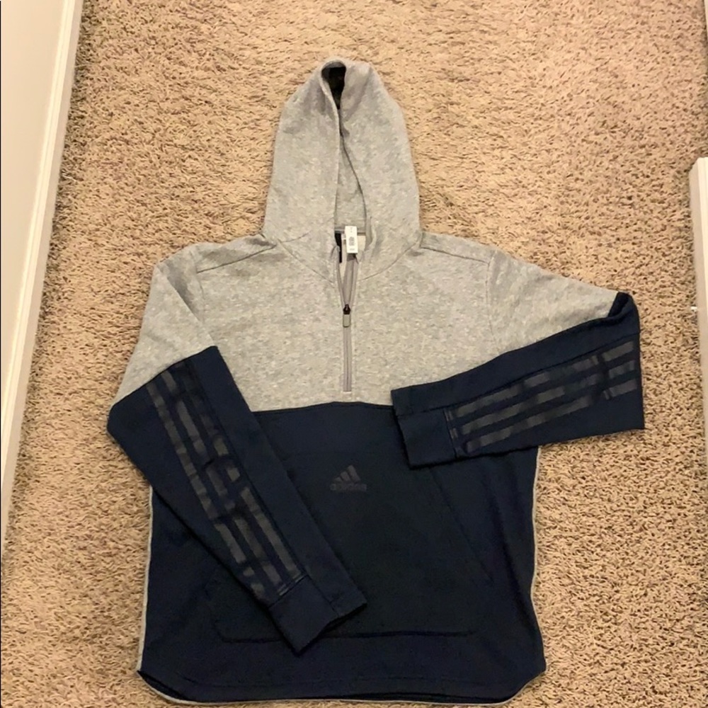 Addidas Grey and Blue Quarter Zip Sweatshirt